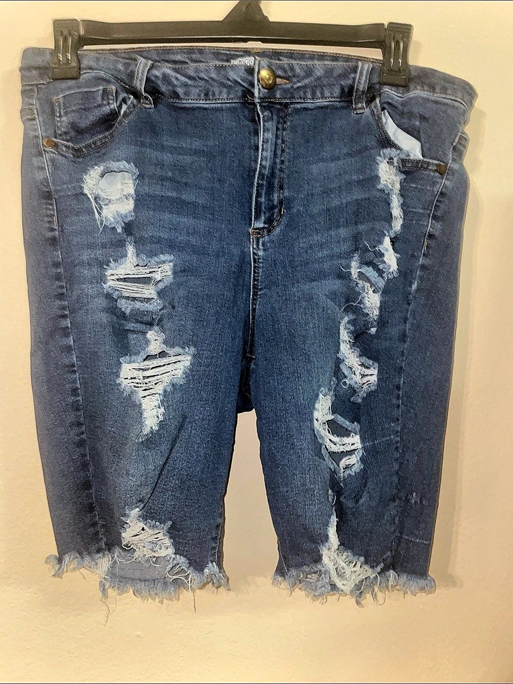 Distressed Blue Jean Shorts